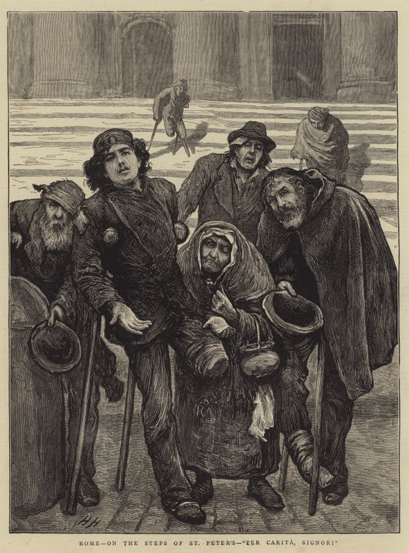 Roma, en los escalones de San Pedro, Per Carita, Signori de Hubert von Herkomer