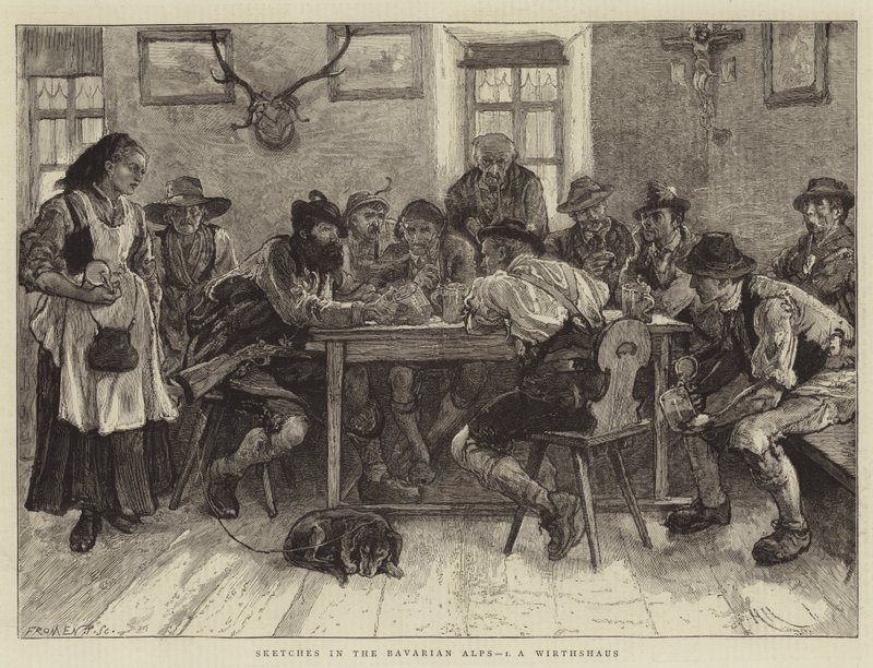 Bocetos en los Alpes Bávaros, I, un Wirthshaus de Hubert von Herkomer