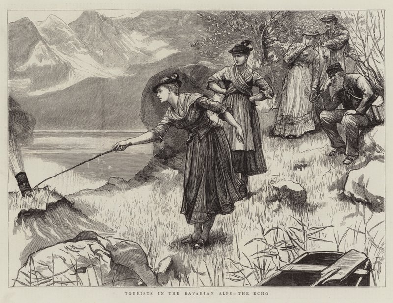 Turistas en los Alpes Bávaros, el Eco de Hubert von Herkomer