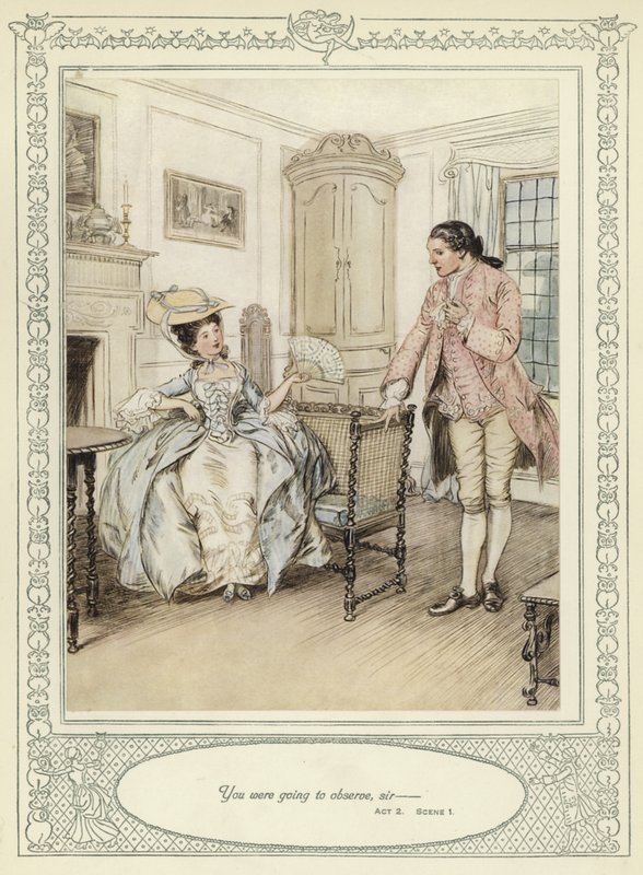 Ilustración para She Stoops to Conquer de Goldsmith de Hugh Thomson