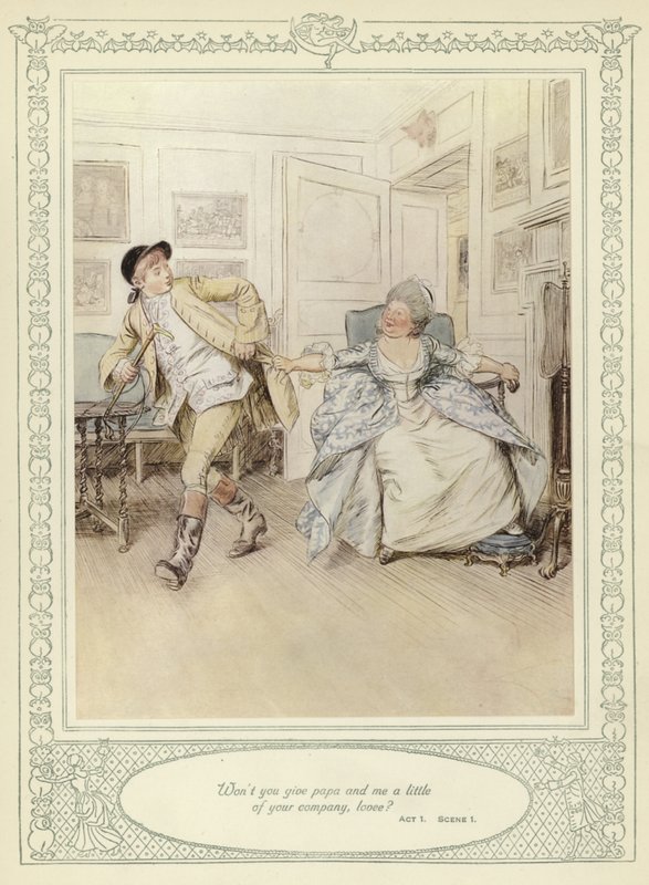 Ilustración para Ella se rebaja para conquistar de Goldsmith de Hugh Thomson