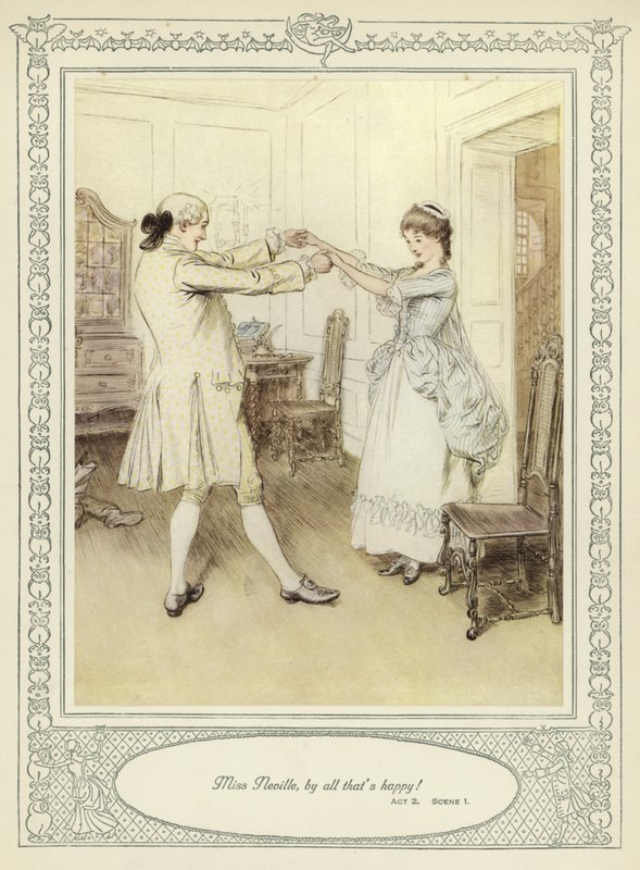 Ilustración para Ella se rebaja para conquistar de Goldsmith de Hugh Thomson