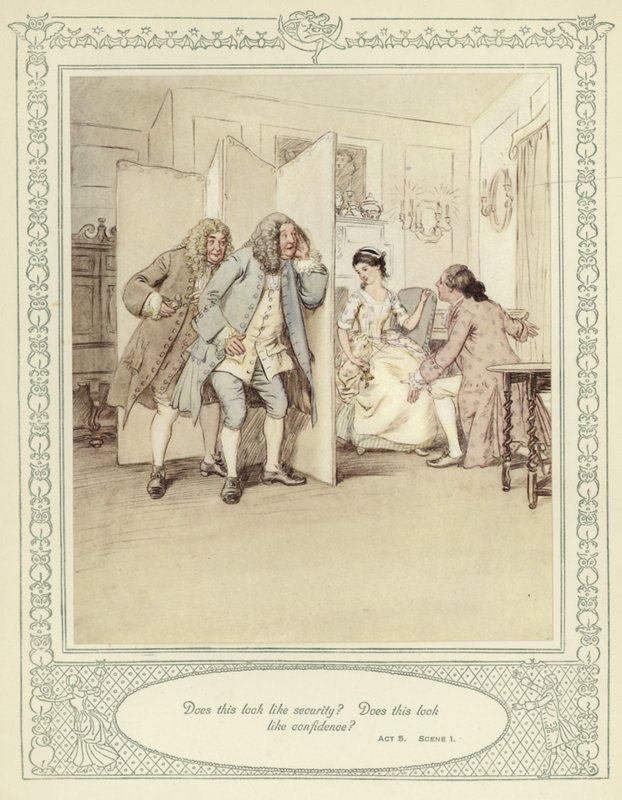 Ilustración para She Stoops to Conquer de Goldsmith de Hugh Thomson
