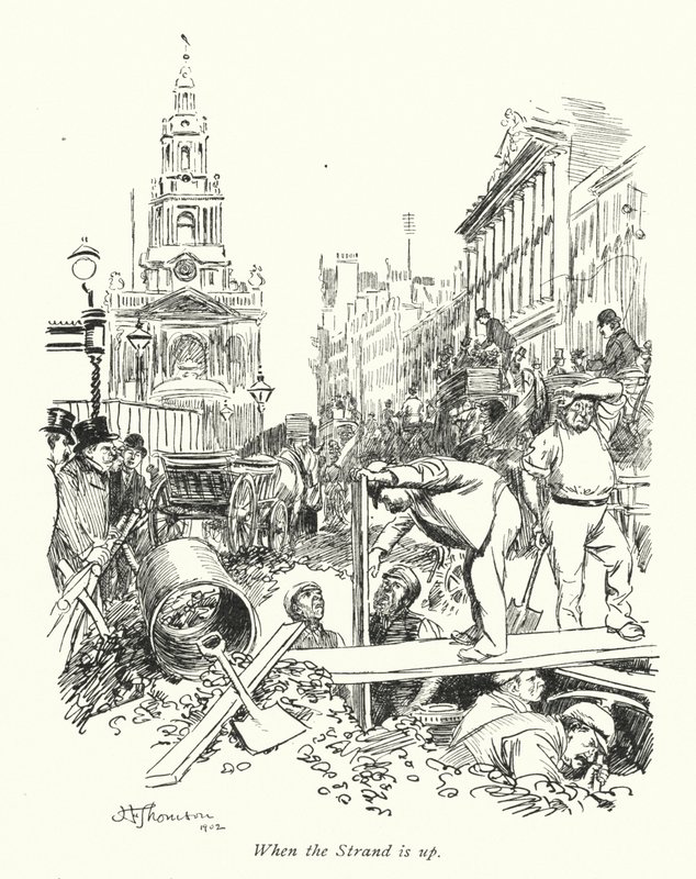 Londres: When the Strand is up (litografía en color) de Hugh Thomson