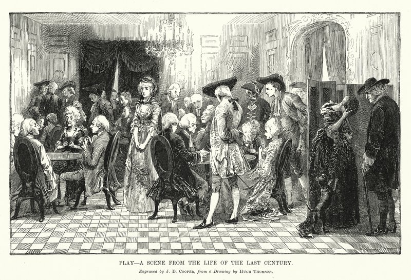 Obra de teatro, Una escena de la vida del siglo pasado (litografía) de Hugh Thomson