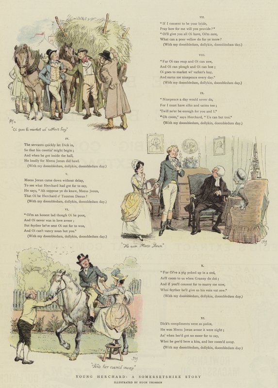 Joven Herchard, una historia de Somerset (cromolitografía) de Hugh Thomson