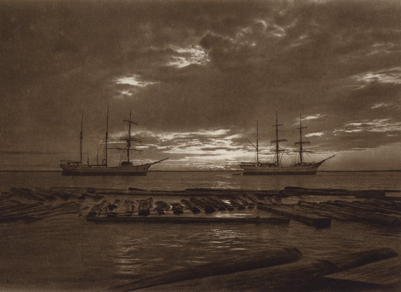 Mexico: Anochecer, Laguna del Carmen, Estado Campeche (b/w photo) de Hugo Brehme