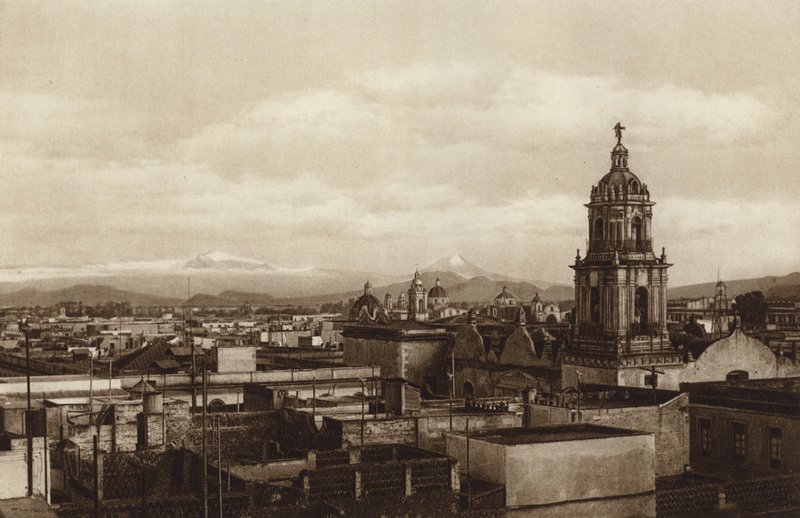 Mexico: Capital Mejico, Vista parcial oriental (b/w photo) de Hugo Brehme