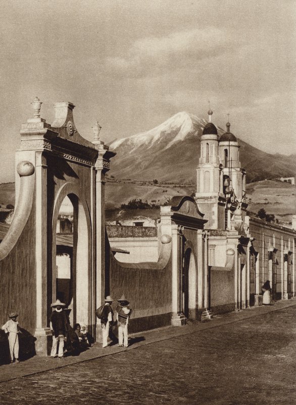 Mexico: Chalchicomula con Pico de Orizaba (b/w photo) de Hugo Brehme