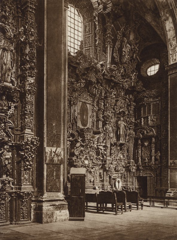 Mexico: Iglesia de Tepozotlan (b/w photo) de Hugo Brehme