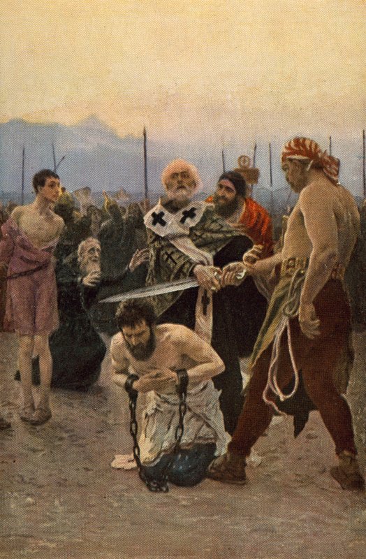 San Nicolás de Myra salva a tres inocentes de la muerte de Ilya Efimovich Repin