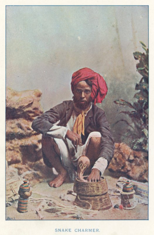 Nativos Indios: Encantador de Serpientes (foto coloreada) de Indian photographer
