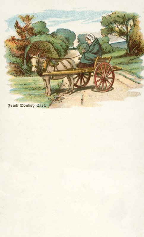 Mujer con un burro y carro, Irlanda de Irish School