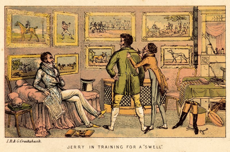 Jerry entrenando para ser un dandi de Isaac, Robert and George Cruikshank
