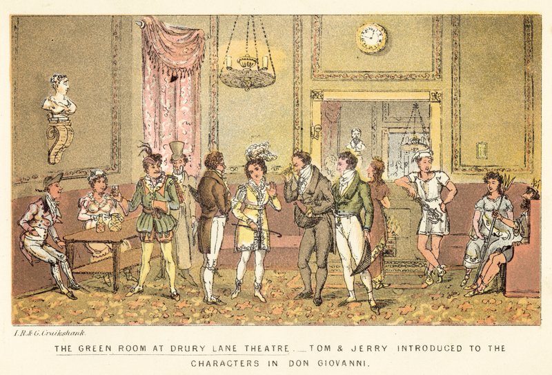 El Salón Verde en el Teatro Drury Lane de Isaac, Robert and George Cruikshank