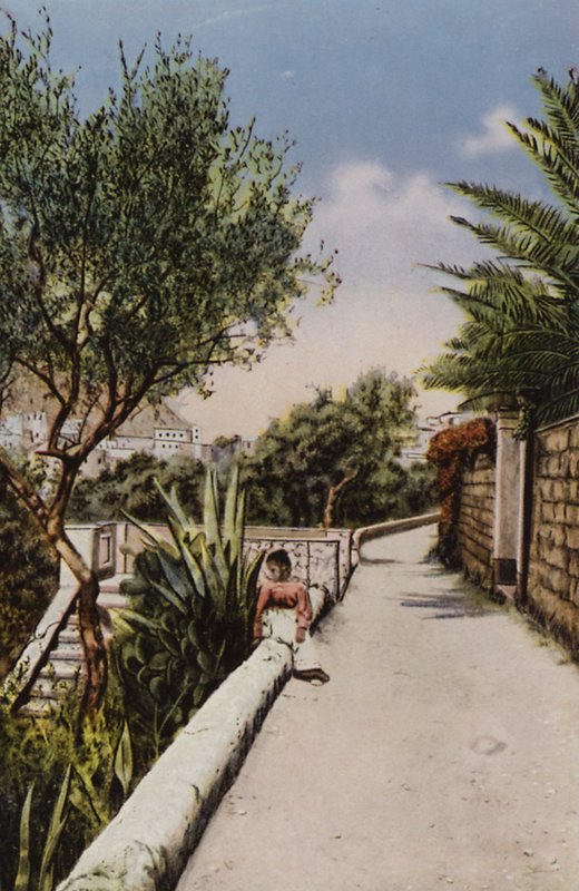Capri: Via Tragara (litografía en color) de Italian Photographer
