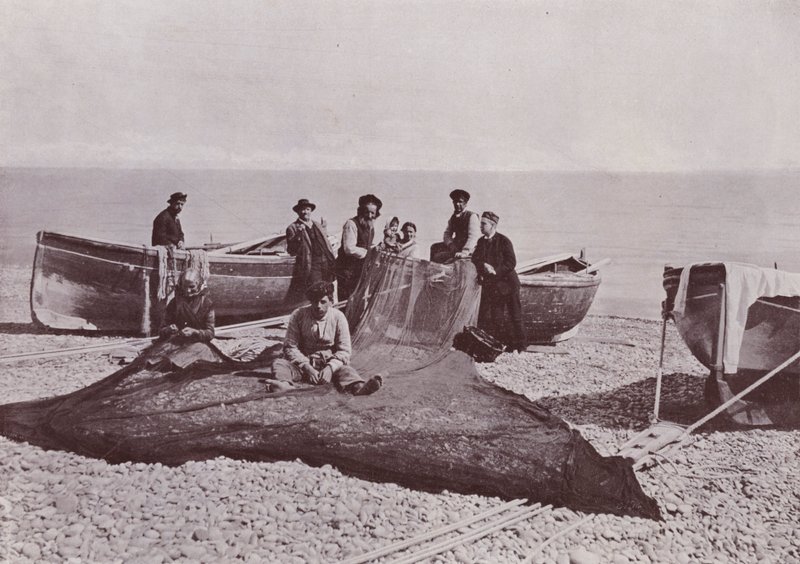Italia: Bordighera, pescadores trabajando de Italian Photographer