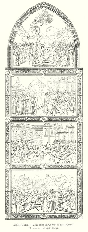 Agnolo Gaddi, Lado derecho del coro de Santa Croce, Historia de la Santa Cruz (grabado) de Italian School
