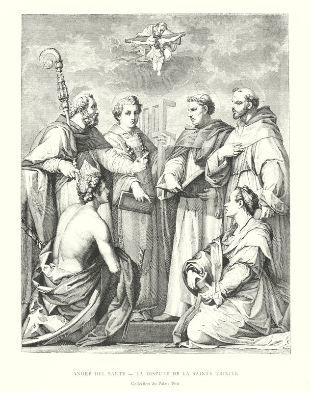 Andre del Sarte, la disputa de la Santísima Trinidad, colección del Palacio Pitti de Italian School