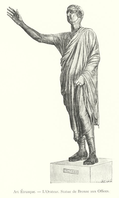 Arte etrusco, El orador, estatua de bronce en los Uffizi de Italian School