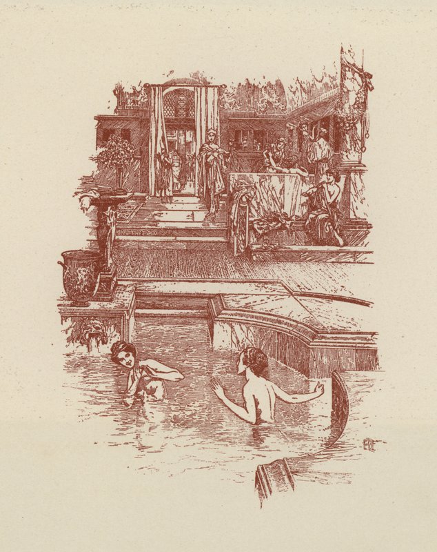 Baño romano (litografía) de Italian School