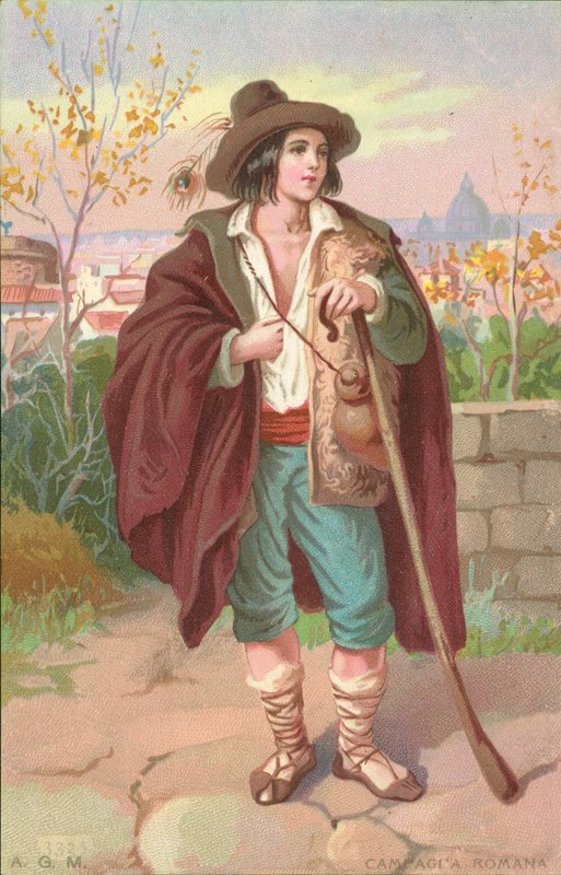 Campaña romana (cromolito) de Italian School