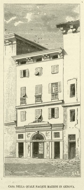 Casa en la que nació Mazzini en Génova (grabado) de Italian School