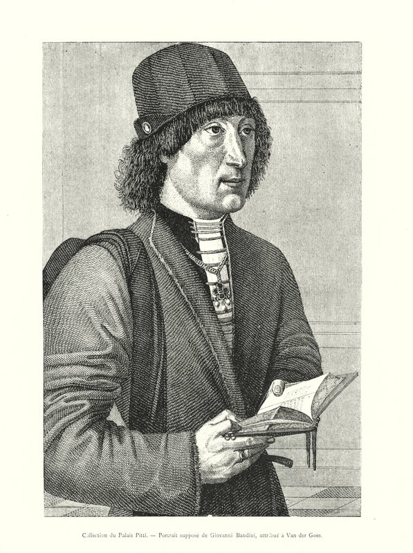 Colección del Palacio Pitti, retrato supuesto de Giovanni Bandini, atribuido a Van der Goes de Italian School