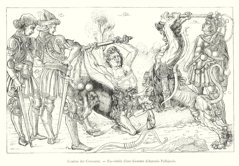 Combate de los Centauros, Facsímil de un grabado de Antonio Pollaiuolo de Italian School