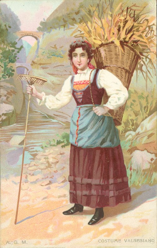 Traje valsesiano (cromolito) de Italian School