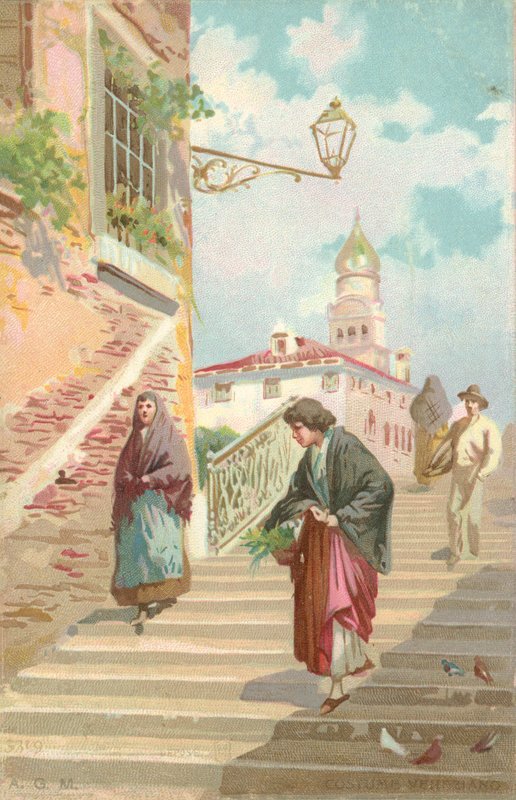 Traje veneciano (cromolito) de Italian School