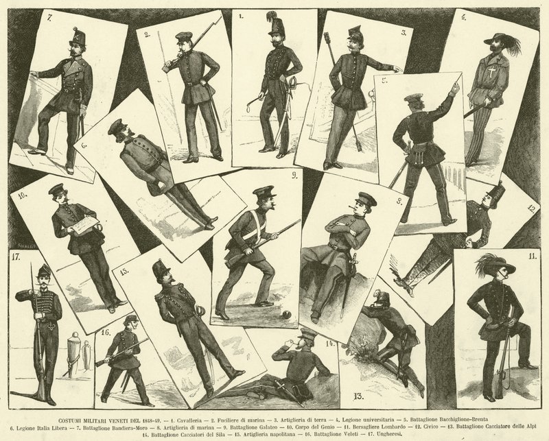 Uniformes militares venecianos de 1848-49 de Italian School
