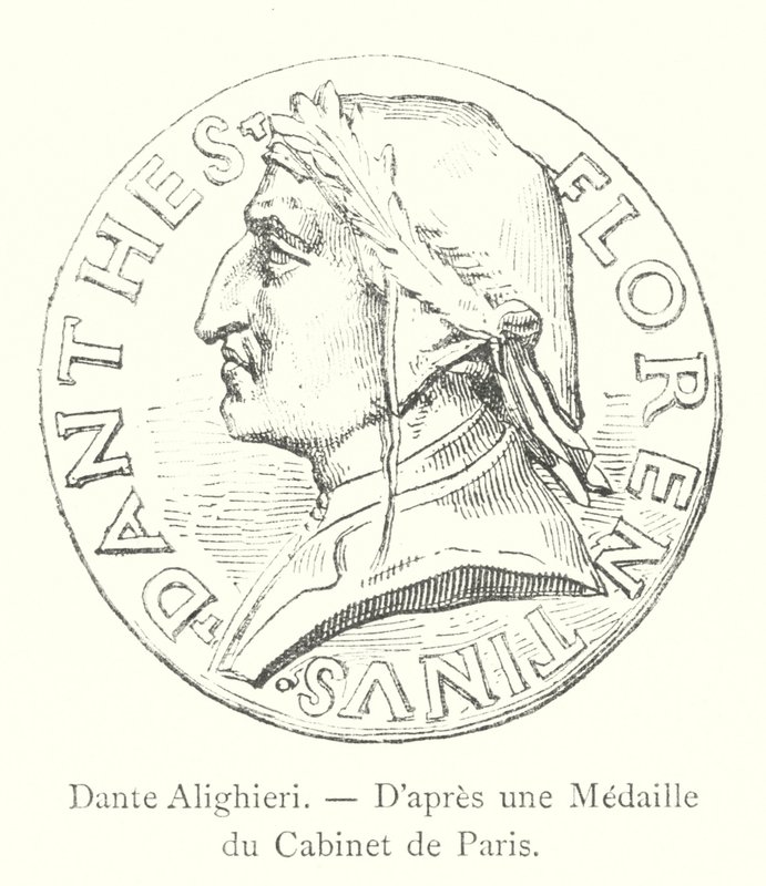 Dante Alighieri, según una medalla del Gabinete de París de Italian School