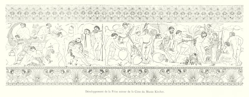 Desarrollo del friso alrededor de la cista del Museo Kircher de Italian School