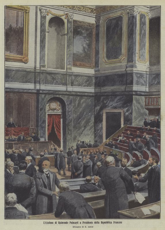 Elección de Raymond Poincare como Presidente de Francia (litografía en color) de Italian School