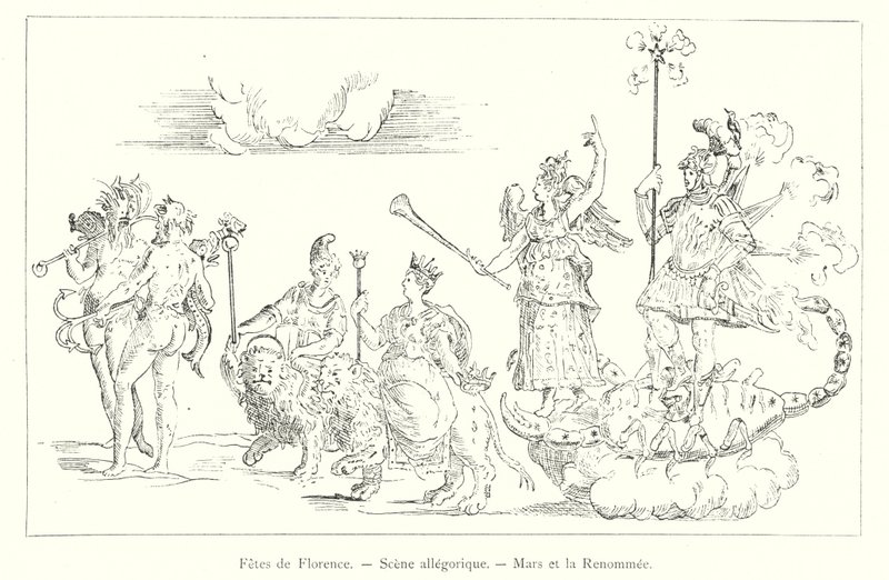 Fiestas de Florencia, Escena alegórica, Marte y la Fama de Italian School