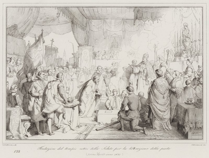 Fundación del templo votivo de la Salud para la liberación de la peste de Italian School