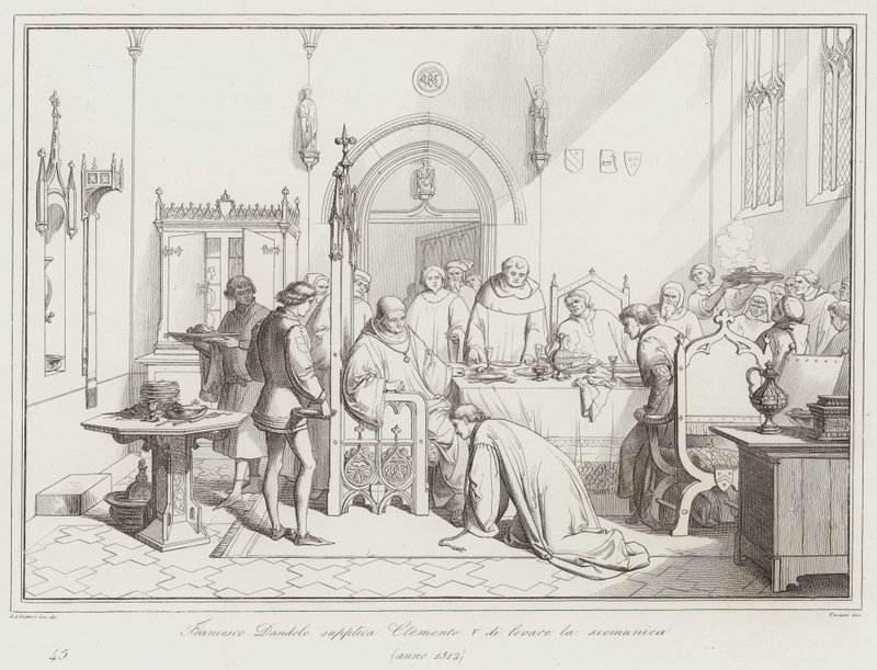 Francesco Dandolo suplica a Clemente V levantar la excomunión de Italian School
