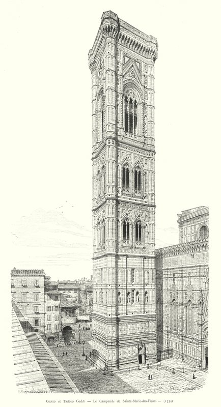 Giotto y Taddeo Gaddi, El Campanario de Santa María de las Flores de Italian School