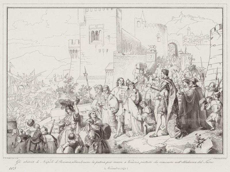Los habitantes de Nápoles de Rumanía abandonan la patria para dirigirse a Venecia de Italian School