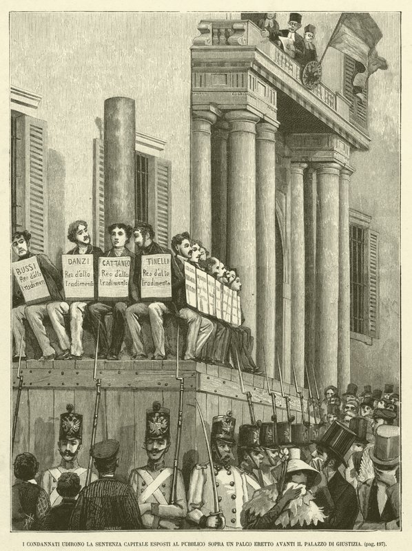 Los Condenados Escucharon la Sentencia Capital Expuestos al Público sobre un Escenario Frente al Palacio de Justicia de Italian School