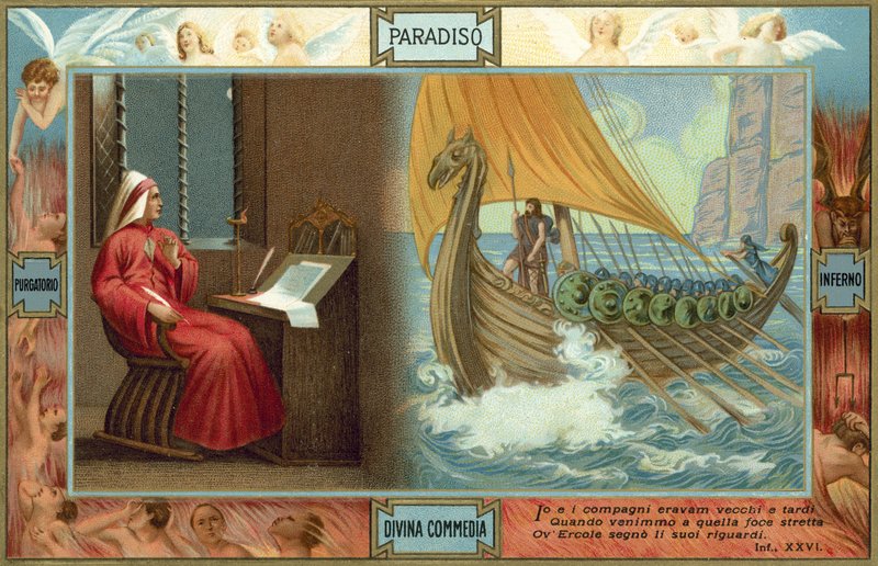 Ilustración para La Divina Comedia de Dante (litografía en color) de Italian School