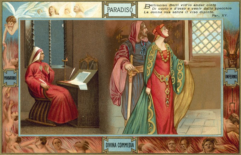 Ilustración para La Divina Comedia de Dante (litografía en color) de Italian School