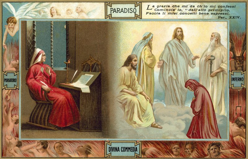 Ilustración para La Divina Comedia de Dante (litografía en color) de Italian School