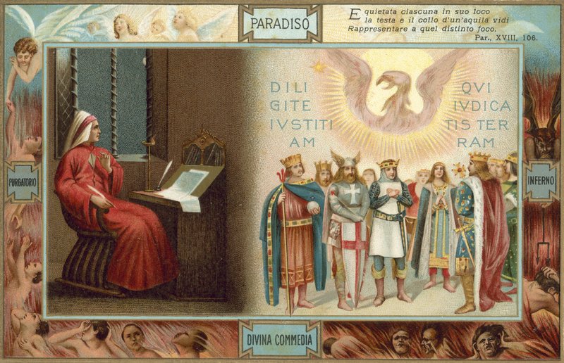 Ilustración para La Divina Comedia de Dante (litografía en color) de Italian School