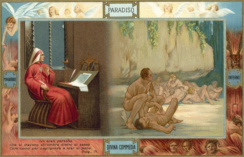 Ilustración para La Divina Comedia de Dante (litografía en color) de Italian School