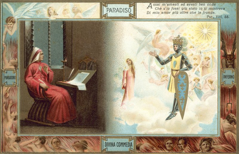 Ilustración para La Divina Comedia de Dante (litografía en color) de Italian School