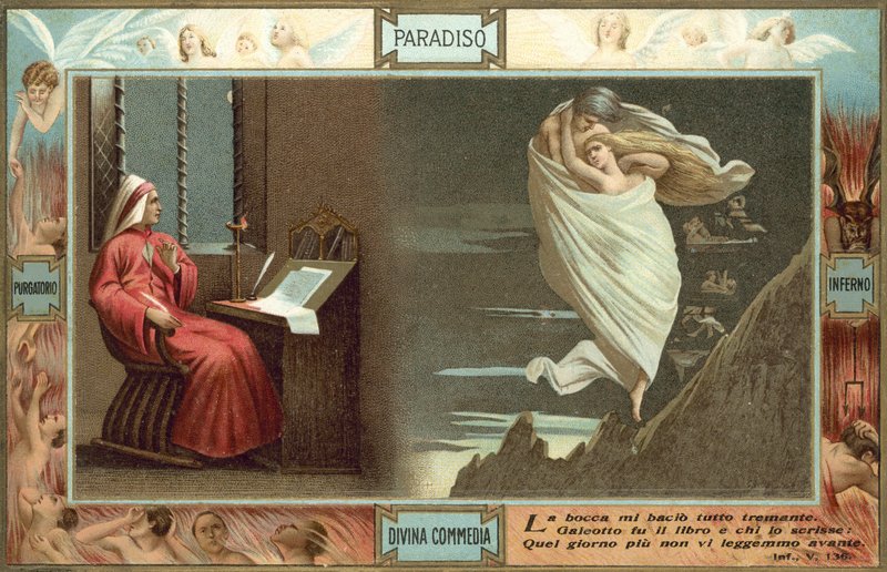 Ilustración para La Divina Comedia de Dante (litografía en color) de Italian School