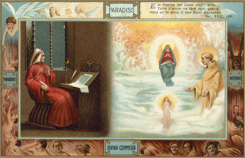 Ilustración para La Divina Comedia de Dante (litografía en color) de Italian School