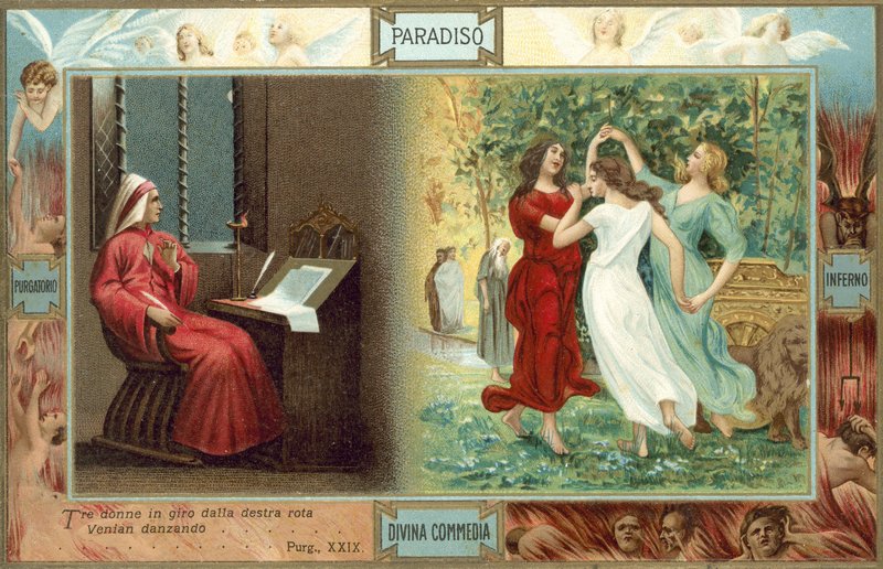Ilustración para La Divina Comedia de Dante (litografía en color) de Italian School